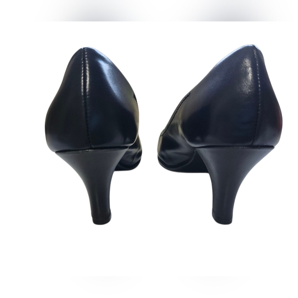 AEROSOLES Envy Black Genuine Leather Heels Comfort Pro, Office Classic Sz 7 - Picture 5 of 8